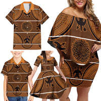 Lesotho Seanamarena Family Matching Off Shoulder Short Dress and Hawaiian Shirt Basotho Traditional Blanket Style - Orange - Wonder Print Shop
