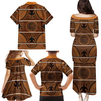 Lesotho Seanamarena Family Matching Puletasi and Hawaiian Shirt Basotho Traditional Blanket Style - Orange - Wonder Print Shop