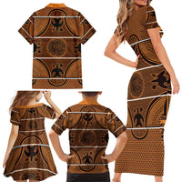 Lesotho Seanamarena Family Matching Short Sleeve Bodycon Dress and Hawaiian Shirt Basotho Traditional Blanket Style - Orange - Wonder Print Shop