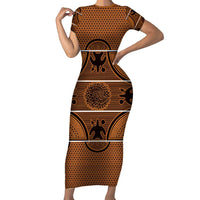 Lesotho Seanamarena Family Matching Short Sleeve Bodycon Dress and Hawaiian Shirt Basotho Traditional Blanket Style - Orange - Wonder Print Shop