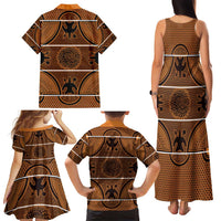 Lesotho Seanamarena Family Matching Tank Maxi Dress and Hawaiian Shirt Basotho Traditional Blanket Style - Orange - Wonder Print Shop