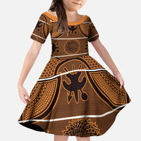 Lesotho Seanamarena Kid Short Sleeve Dress Basotho Traditional Blanket Style - Orange - Wonder Print Shop
