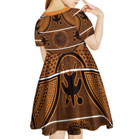 Lesotho Seanamarena Kid Short Sleeve Dress Basotho Traditional Blanket Style - Orange - Wonder Print Shop