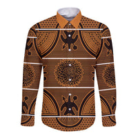 Lesotho Seanamarena Long Sleeve Button Shirt Basotho Traditional Blanket Style - Orange - Wonder Print Shop