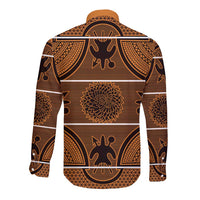 Lesotho Seanamarena Long Sleeve Button Shirt Basotho Traditional Blanket Style - Orange - Wonder Print Shop