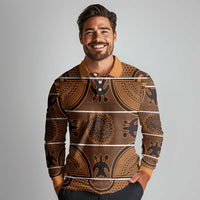 Lesotho Seanamarena Long Sleeve Polo Shirt Basotho Traditional Blanket Style - Orange - Wonder Print Shop