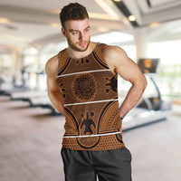 Lesotho Seanamarena Men Tank Top Basotho Traditional Blanket Style - Orange - Wonder Print Shop