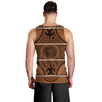 Lesotho Seanamarena Men Tank Top Basotho Traditional Blanket Style - Orange - Wonder Print Shop