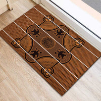 Lesotho Seanamarena Rubber Doormat Basotho Traditional Blanket Style - Orange - Wonder Print Shop