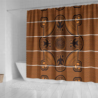 Lesotho Seanamarena Shower Curtain Basotho Traditional Blanket Style - Orange - Wonder Print Shop