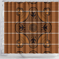 Lesotho Seanamarena Shower Curtain Basotho Traditional Blanket Style - Orange - Wonder Print Shop
