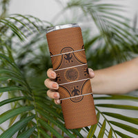 Lesotho Seanamarena Skinny Tumbler Basotho Traditional Blanket Style - Orange - Wonder Print Shop