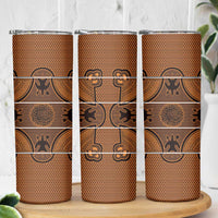 Lesotho Seanamarena Skinny Tumbler Basotho Traditional Blanket Style - Orange - Wonder Print Shop