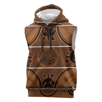 Lesotho Seanamarena Sleeveless Hoodie Basotho Traditional Blanket Style - Orange - Wonder Print Shop