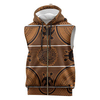 Lesotho Seanamarena Sleeveless Zip Hoodie Basotho Traditional Blanket Style - Orange - Wonder Print Shop