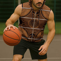 Lesotho Seanamarena Sleeveless Zip Hoodie Basotho Traditional Blanket Style - Orange - Wonder Print Shop