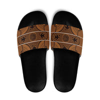 Lesotho Seanamarena Slide Sandals Basotho Traditional Blanket Style - Orange - Wonder Print Shop