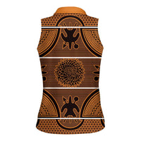 Lesotho Seanamarena Women Sleeveless Polo Shirt Basotho Traditional Blanket Style - Orange - Wonder Print Shop