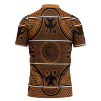Lesotho Seanamarena Zipper Polo Shirt Basotho Traditional Blanket Style - Orange - Wonder Print Shop