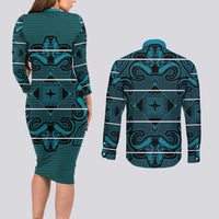 Lesotho Seanamarena - Motlatsi Couples Matching Long Sleeve Bodycon Dress and Long Sleeve Button Shirt Basotho Traditional Blanket Style - Lesotho Breeze - Wonder Print Shop