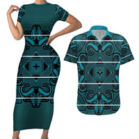 Lesotho Seanamarena - Motlatsi Couples Matching Short Sleeve Bodycon Dress and Hawaiian Shirt Basotho Traditional Blanket Style - Lesotho Breeze - Wonder Print Shop