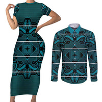 Lesotho Seanamarena - Motlatsi Couples Matching Short Sleeve Bodycon Dress and Long Sleeve Button Shirt Basotho Traditional Blanket Style - Lesotho Breeze - Wonder Print Shop
