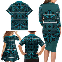 Lesotho Seanamarena - Motlatsi Family Matching Long Sleeve Bodycon Dress and Hawaiian Shirt Basotho Traditional Blanket Style - Lesotho Breeze - Wonder Print Shop