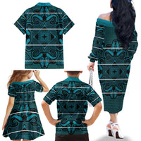 Lesotho Seanamarena - Motlatsi Family Matching Off The Shoulder Long Sleeve Dress and Hawaiian Shirt Basotho Traditional Blanket Style - Lesotho Breeze - Wonder Print Shop