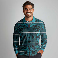Lesotho Seanamarena - Motlatsi Long Sleeve Polo Shirt Basotho Traditional Blanket Style - Lesotho Breeze - Wonder Print Shop