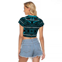 Lesotho Seanamarena - Motlatsi Raglan Cropped T Shirt Basotho Traditional Blanket Style - Lesotho Breeze - Wonder Print Shop
