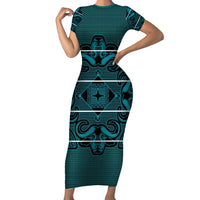 Lesotho Seanamarena - Motlatsi Short Sleeve Bodycon Dress Basotho Traditional Blanket Style - Lesotho Breeze - Wonder Print Shop