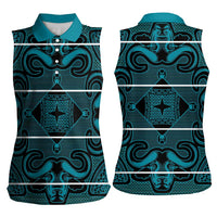 Lesotho Seanamarena - Motlatsi Women Sleeveless Polo Shirt Basotho Traditional Blanket Style - Lesotho Breeze - Wonder Print Shop