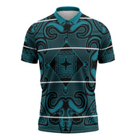 Lesotho Seanamarena - Motlatsi Zipper Polo Shirt Basotho Traditional Blanket Style - Lesotho Breeze - Wonder Print Shop