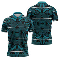 Lesotho Seanamarena - Motlatsi Zipper Polo Shirt Basotho Traditional Blanket Style - Lesotho Breeze - Wonder Print Shop