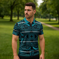 Lesotho Seanamarena - Motlatsi Zipper Polo Shirt Basotho Traditional Blanket Style - Lesotho Breeze - Wonder Print Shop