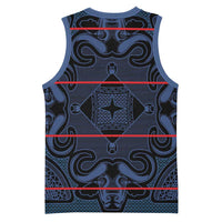 Lesotho Seanamarena - Motlatsi Basketball Jersey Basotho Traditional Blanket Style - Blue - Wonder Print Shop