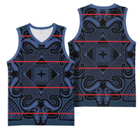 Lesotho Seanamarena - Motlatsi Basketball Jersey Basotho Traditional Blanket Style - Blue - Wonder Print Shop