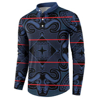 Lesotho Seanamarena - Motlatsi Button Sweatshirt Basotho Traditional Blanket Style - Blue - Wonder Print Shop