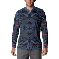Lesotho Seanamarena - Motlatsi Button Sweatshirt Basotho Traditional Blanket Style - Blue - Wonder Print Shop