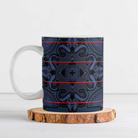 Lesotho Seanamarena - Motlatsi Ceramic Mug Basotho Traditional Blanket Style - Blue - Wonder Print Shop