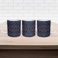 Lesotho Seanamarena - Motlatsi Ceramic Mug Basotho Traditional Blanket Style - Blue - Wonder Print Shop