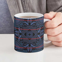 Lesotho Seanamarena - Motlatsi Ceramic Mug Basotho Traditional Blanket Style - Blue - Wonder Print Shop