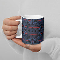 Lesotho Seanamarena - Motlatsi Ceramic Mug Basotho Traditional Blanket Style - Blue - Wonder Print Shop