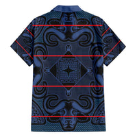 Lesotho Seanamarena - Motlatsi Family Matching Off Shoulder Short Dress and Hawaiian Shirt Basotho Traditional Blanket Style - Blue - Wonder Print Shop