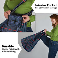 Lesotho Seanamarena - Motlatsi Grocery Bag Basotho Traditional Blanket Style - Blue - Wonder Print Shop