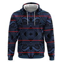 Lesotho Seanamarena - Motlatsi Hoodie Basotho Traditional Blanket Style - Blue - Wonder Print Shop