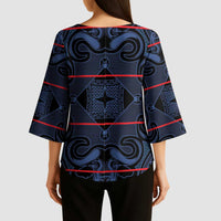 Lesotho Seanamarena - Motlatsi Kimono Sleeve Blouse Basotho Traditional Blanket Style - Blue - Wonder Print Shop