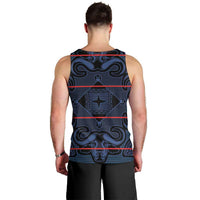 Lesotho Seanamarena - Motlatsi Men Tank Top Basotho Traditional Blanket Style - Blue - Wonder Print Shop