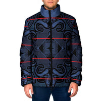 Lesotho Seanamarena - Motlatsi Padded Jacket Basotho Traditional Blanket Style - Blue - Wonder Print Shop
