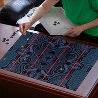 Lesotho Seanamarena - Motlatsi Puzzle Basotho Traditional Blanket Style - Blue - Wonder Print Shop